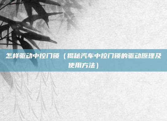 怎样驱动中控门锁(揭秘汽车中控门锁的驱动原理及使用方法)
