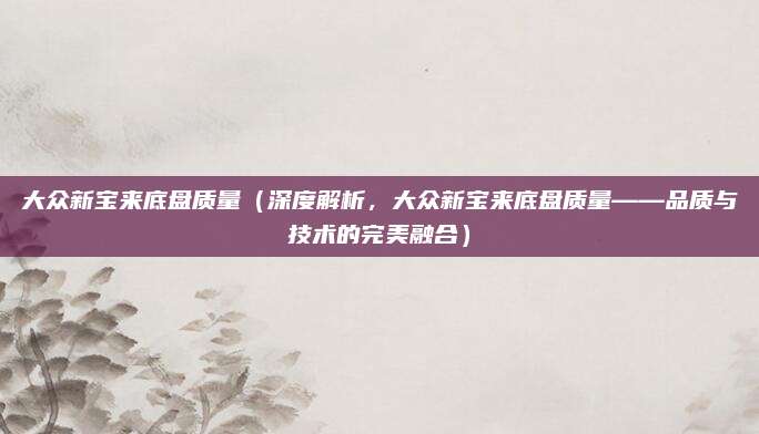 大众新宝来底盘质量(深度解析,大众新宝来底盘质量——品质与技术的完美融合)