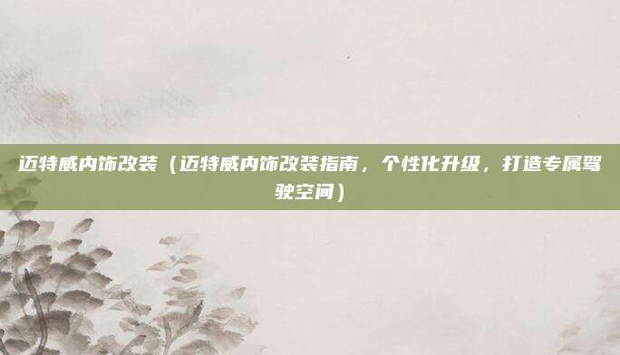 迈特威内饰改装（迈特威内饰改装指南，个性化升级，打造专属驾驶空间）