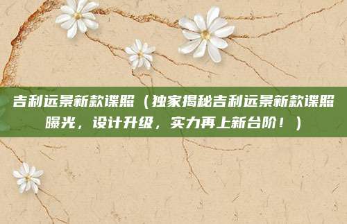 吉利远景新款谍照（独家揭秘吉利远景新款谍照曝光，设计升级，实力再上新台阶！）