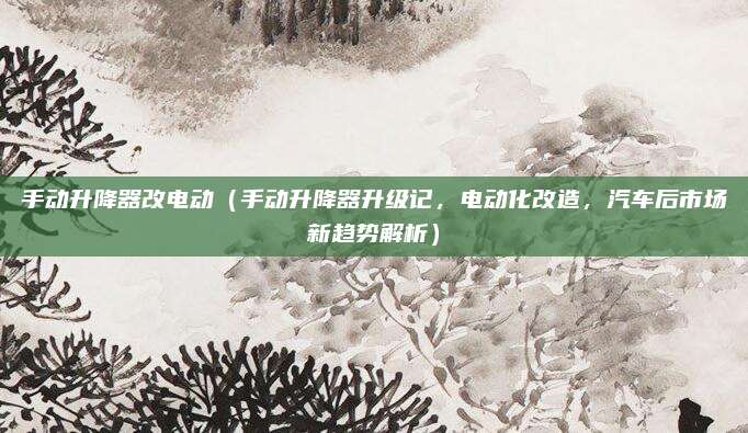 手动升降器改电动（手动升降器升级记，电动化改造，汽车后市场新趋势解析）