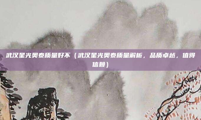 武汉星光奥泰质量好不（武汉星光奥泰质量解析，品质卓越，值得信赖）