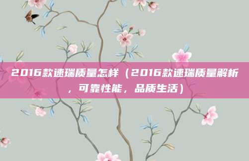 2016款速瑞质量怎样(2016款速瑞质量解析,可靠性能,品质生活)