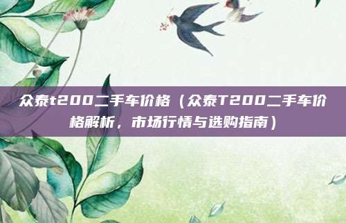 众泰t200二手车价格(众泰T200二手车价格解析,市场行情与选购指南)