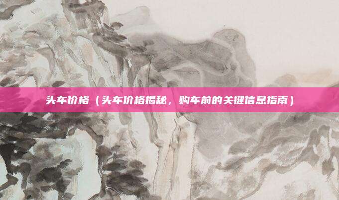 头车价格(头车价格揭秘,购车前的关键信息指南)