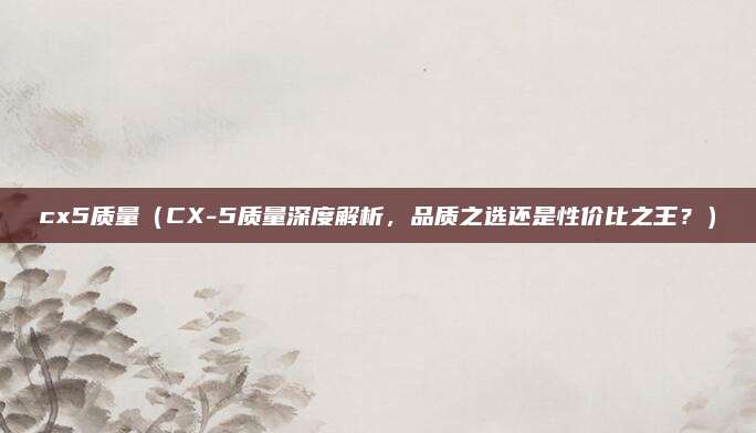 cx5质量(CX-5质量深度解析,品质之选还是性价比之王?)