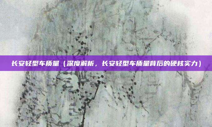 长安轻型车质量(深度解析,长安轻型车质量背后的硬核实力)