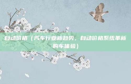 自动价格（汽车行业新趋势，自动价格系统革新购车体验）