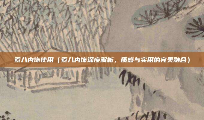 索八内饰使用（索八内饰深度解析，质感与实用的完美融合）