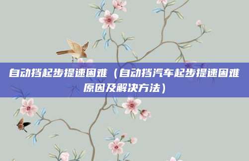 自动挡起步提速困难(自动挡汽车起步提速困难原因及解决方法)