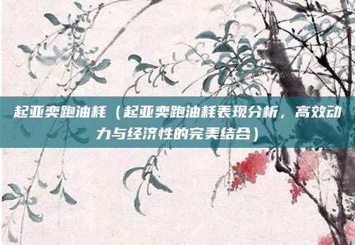 起亚奕跑油耗(起亚奕跑油耗表现分析,高效动力与经济性的完美结合)