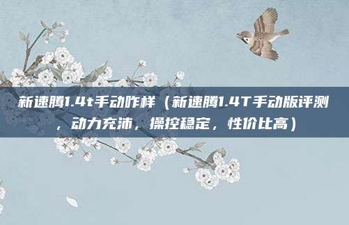 新速腾1.4t手动咋样(新速腾1.4T手动版评测,动力充沛,操控稳定,性价比高)