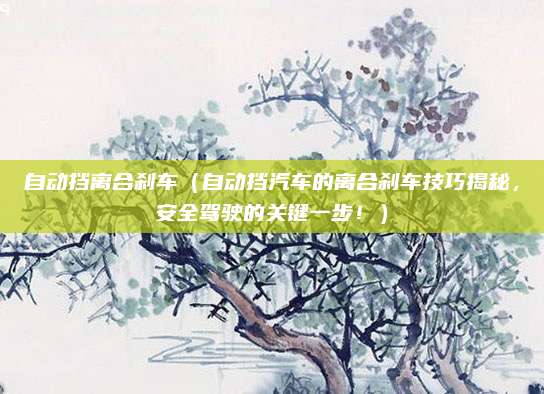 自动挡离合刹车(自动挡汽车的离合刹车技巧揭秘,安全驾驶的关键一步!)
