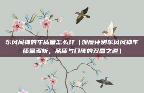 东风风神的车质量怎么样(深度评测东风风神车质量解析,品质与口碑的双赢之道)