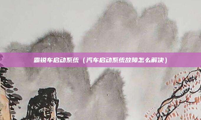 霸锐车启动系统(汽车启动系统故障怎么解决)