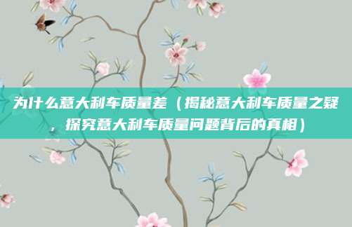 为什么意大利车质量差(揭秘意大利车质量之疑,探究意大利车质量问题背后的真相)