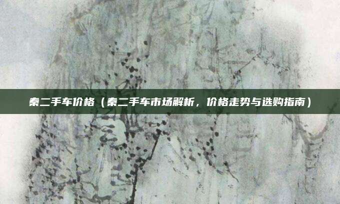 秦二手车价格(秦二手车市场解析,价格走势与选购指南)