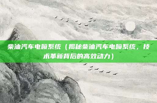 柴油汽车电喷系统(揭秘柴油汽车电喷系统,技术革新背后的高效动力)