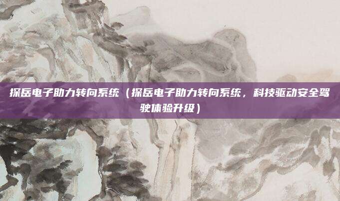 探岳电子助力转向系统(探岳电子助力转向系统,科技驱动安全驾驶体验升级)