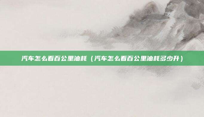 汽车怎么看百公里油耗(汽车怎么看百公里油耗多少升)