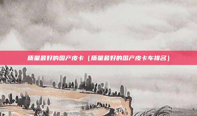 质量最好的国产皮卡(质量最好的国产皮卡车排名)
