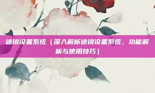 途锐设置系统(深入解析途锐设置系统,功能解析与使用技巧)