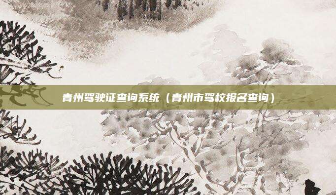 青州驾驶证查询系统(青州市驾校报名查询)