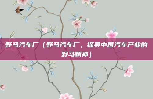 野马汽车厂(野马汽车厂,探寻中国汽车产业的野马精神)