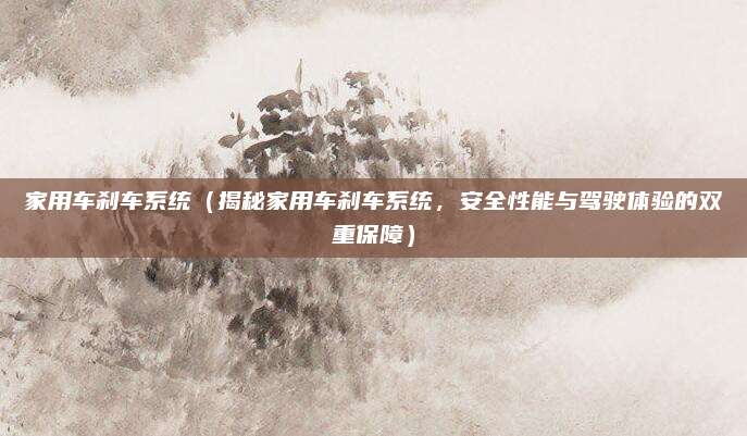 家用车刹车系统（揭秘家用车刹车系统，安全性能与驾驶体验的双重保障）