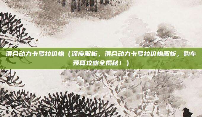 混合动力卡罗拉价格(深度解析,混合动力卡罗拉价格解析,购车预算攻略全揭秘!)