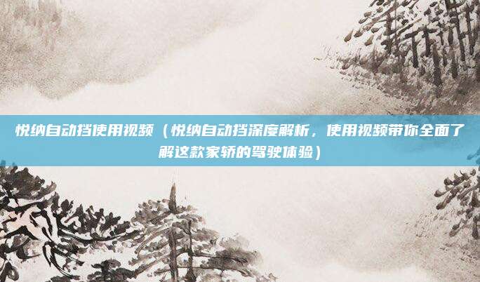 悦纳自动挡使用视频(悦纳自动挡深度解析,使用视频带你全面了解这款家轿的驾驶体验)