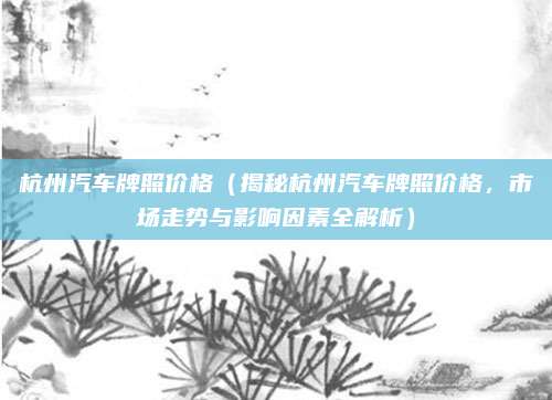 杭州汽车牌照价格(揭秘杭州汽车牌照价格,市场走势与影响因素全解析)