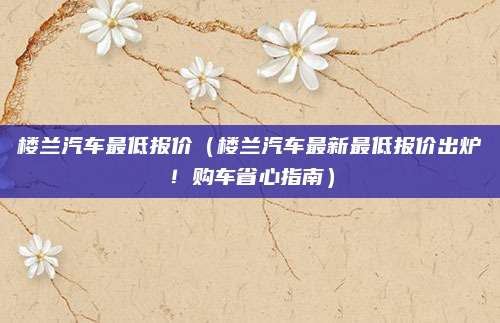 楼兰汽车最低报价（楼兰汽车最新最低报价出炉！购车省心指南）