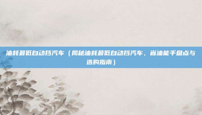 油耗最低自动挡汽车(揭秘油耗最低自动挡汽车,省油能手盘点与选购指南)