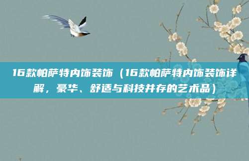 16款帕萨特内饰装饰(16款帕萨特内饰装饰详解,豪华、舒适与科技并存的艺术品)