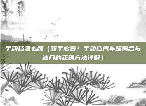 手动挡怎么踩（新手必看！手动挡汽车踩离合与油门的正确方法详解）