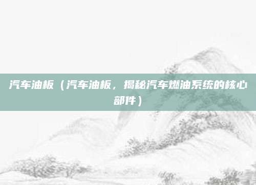 汽车油板(汽车油板,揭秘汽车燃油系统的核心部件)