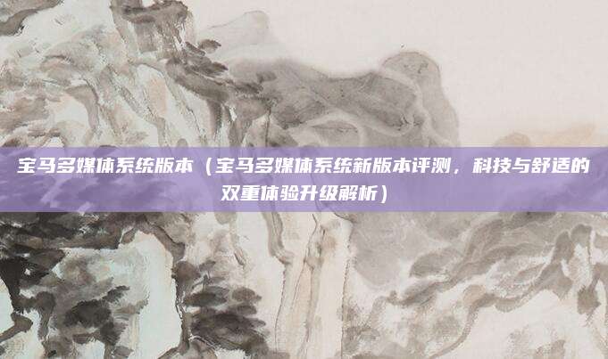 宝马多媒体系统版本(宝马多媒体系统新版本评测,科技与舒适的双重体验升级解析)