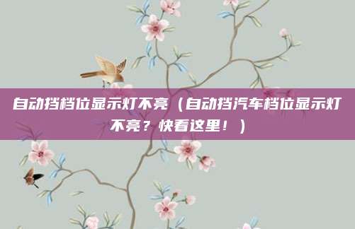 自动挡档位显示灯不亮(自动挡汽车档位显示灯不亮?快看这里!)