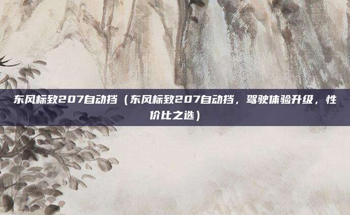 东风标致207自动挡(东风标致207自动挡,驾驶体验升级,性价比之选)