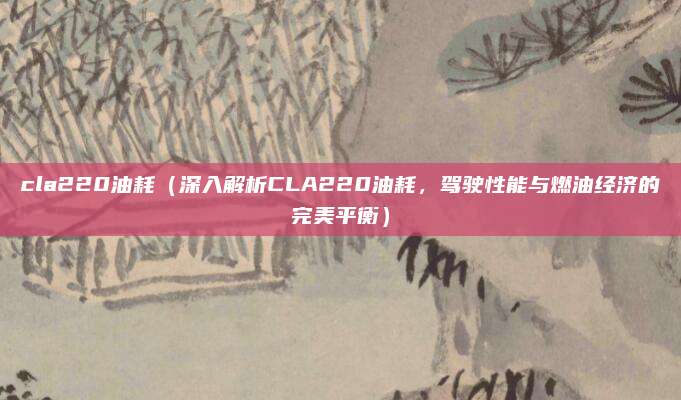 cla220油耗(深入解析CLA220油耗,驾驶性能与燃油经济的完美平衡)