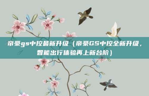 帝豪gs中控最新升级(帝豪GS中控全新升级,智能出行体验再上新台阶)