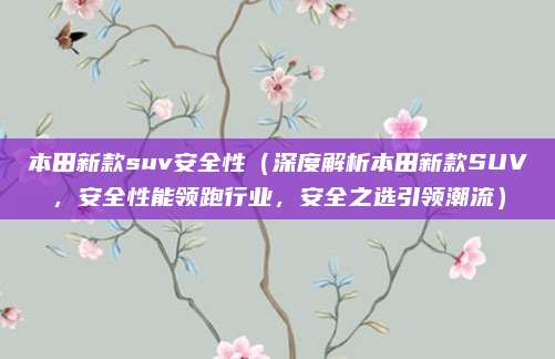 本田新款suv安全性(深度解析本田新款SUV,安全性能领跑行业,安全之选引领潮流)