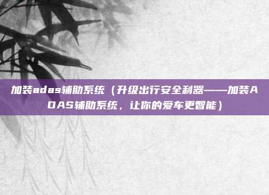 加装adas辅助系统（升级出行安全利器——加装ADAS辅助系统，让你的爱车更智能）