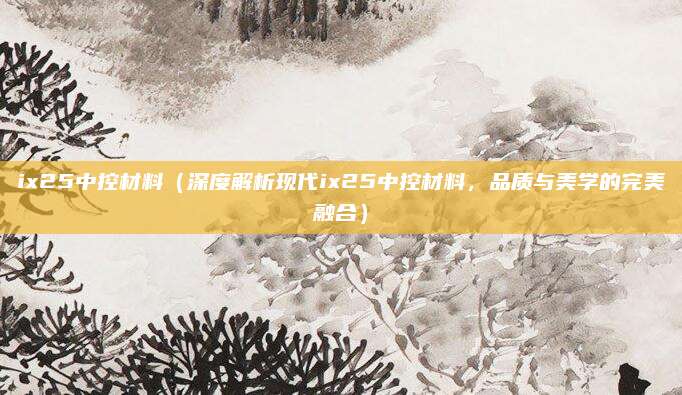 ix25中控材料（深度解析现代ix25中控材料，品质与美学的完美融合）