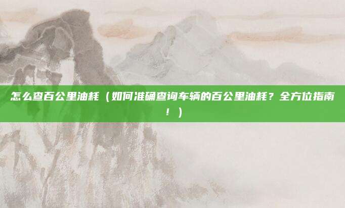 怎么查百公里油耗(如何准确查询车辆的百公里油耗?全方位指南!)