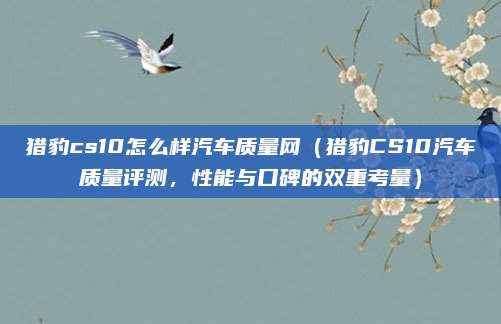 猎豹cs10怎么样汽车质量网(猎豹CS10汽车质量评测,性能与口碑的双重考量)