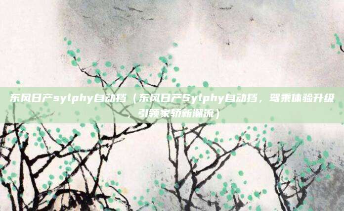 东风日产sylphy自动挡(东风日产Sylphy自动挡,驾乘体验升级,引领家轿新潮流)