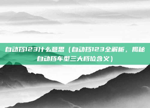 自动挡123什么意思(自动挡123全解析,揭秘自动挡车型三大档位含义)