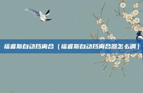 福睿斯自动挡离合(福睿斯自动挡离合器怎么调)